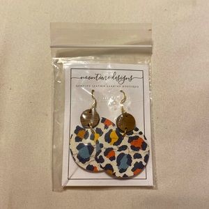 leather leopard print earrings
